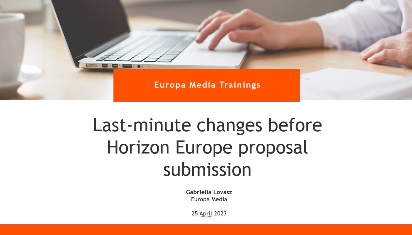 Last-minute changes before Horizon Europe proposal submission 